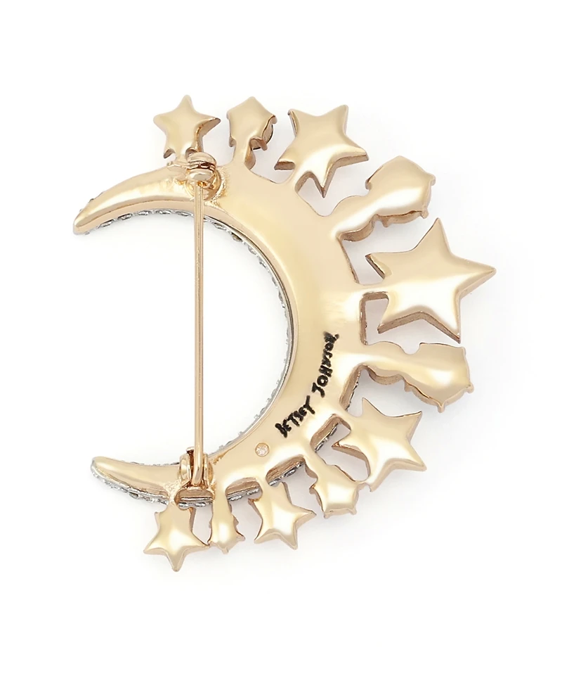 Betsey Johnson Faux-Stone Pave Moon Brooch