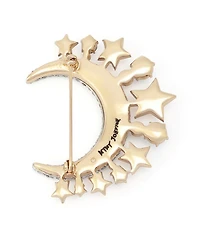 Betsey Johnson Faux-Stone Pave Moon Brooch