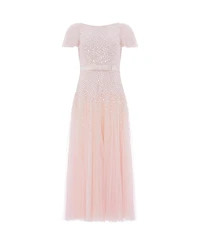 Needle & Thread Women's Sequin Cascade Bow Short Sleeve Gown