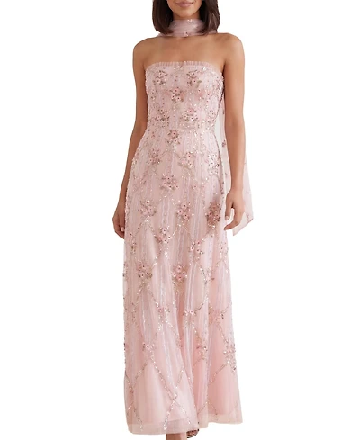 Needle & Thread Women's Lovers Lace Strapless Embellished Evening Gown