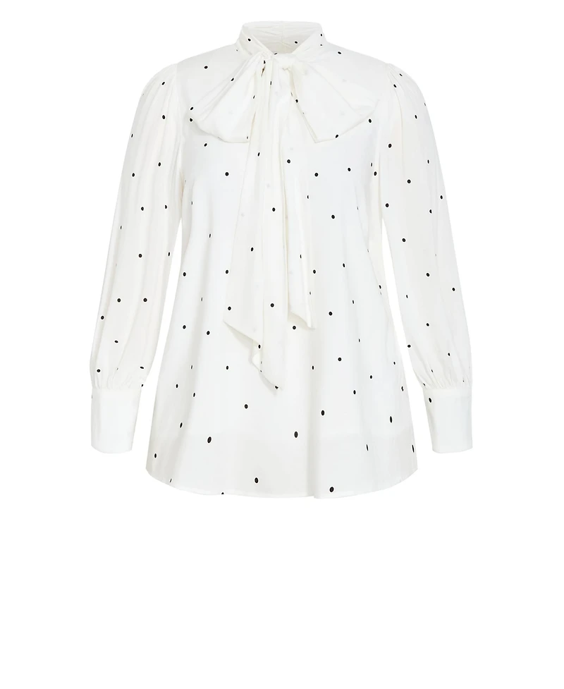City Chic Women's Kensie Spot Neck Tie Top