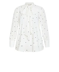 City Chic Women's Kensie Spot Neck Tie Top