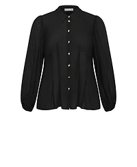 City Chic Plus Piper Button-Up Collared Relaxed-Fit Long-Sleeve Shirt