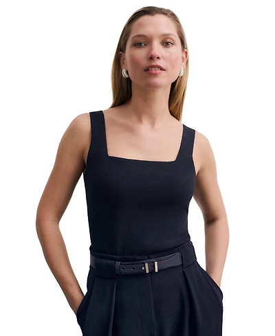 The Fold Women's Keighley Sculpt Sleeveless Square Neck Knit Top
