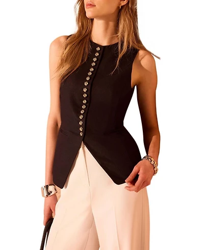 Mint Velvet Women's Linen Button Detail Waistcoat