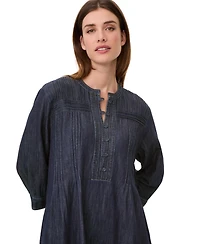 Masai Copenhagen Women's MaNakillaia Mandarin Collar 3/4-Sleeve A-Line Midi Dress