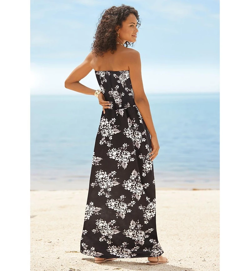 Lascana Women's Strapless Ruched Maxi Dress