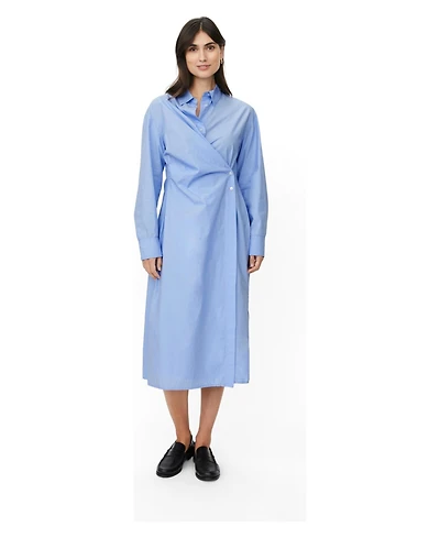 Masai Copenhagen Women's MaNeylora Long-Sleeve Wrap Midi Shirt Dress