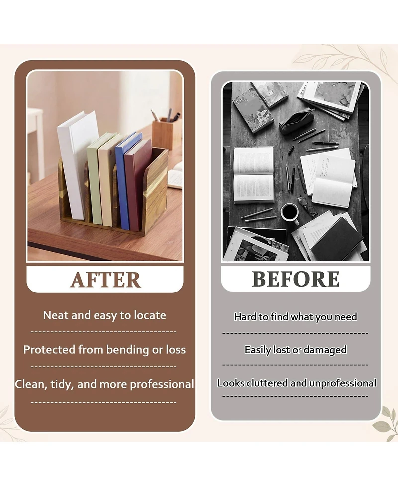 Danrong Wooden 3 Compartment Desk Organizer Vertical File Magazine Holder