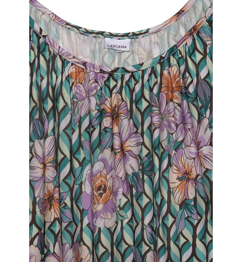 Lascana Women's Floral-Print Scoop Neck Dolman-Sleeve Sundress