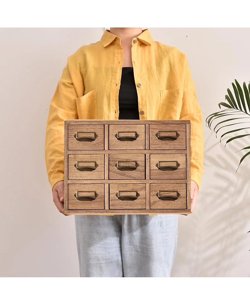 Danrong Solid Wood Desktop Storage Cabinet With Label Handles For Office Supplies And Crafts