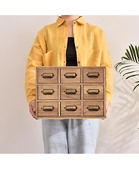 Danrong Solid Wood Desktop Storage Cabinet With Label Handles For Office Supplies And Crafts