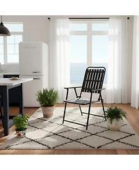 ECHTPeak Folding Chair Set of 2, 350LBS Capacity, Foldable Metal Chairs, with Stain-Proof Wpc Slats, No Assembly, for Balcony Garden Patio