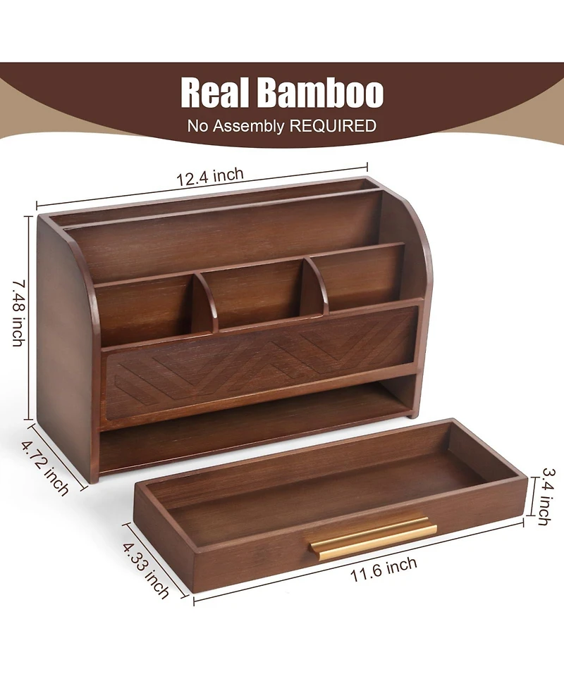 Danrong Desk Organizer With Drawer Pen Holder Mail Sorter For Home Office School