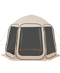 ECHTPeak Screen House Tent, 4-8 Person Pop Up Screen Tent with Extended Awning, Portable Screened in Canopy with Carry Bag