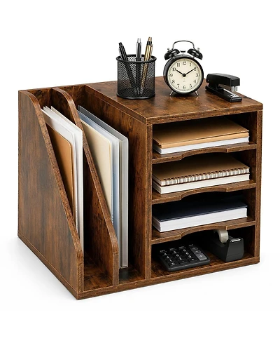 Danrong 4 Tier Wood Desk Organizer With Anti Slip Pads Easy Assembly Storage