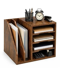 Danrong 4 Tier Wood Desk Organizer With Anti Slip Pads Easy Assembly Storage