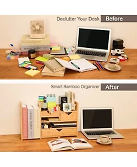 Danrong Adjustable Slide Desktop Organizer With Drawers Reversible Tray Fully Assembled