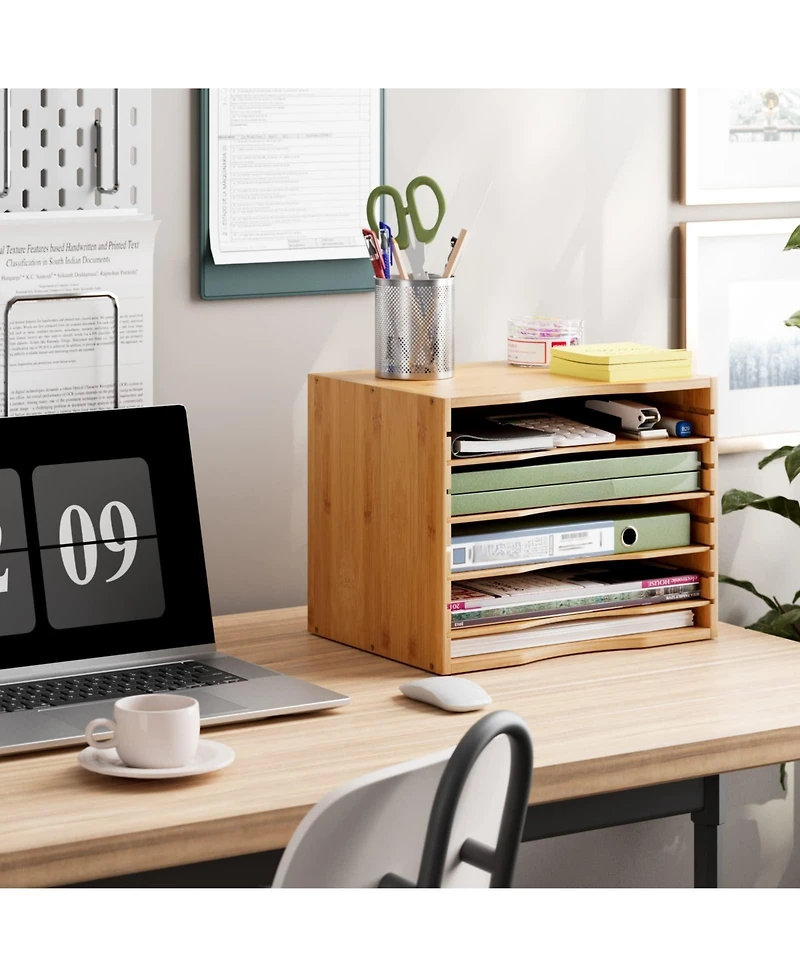 Danrong 5 Tier Desktop Organizer Adjustable Shelves Paper Mail File Holder For Home Office School