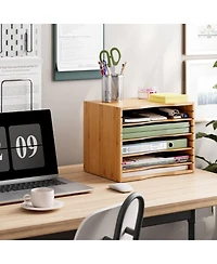 Danrong 5 Tier Desktop Organizer Adjustable Shelves Paper Mail File Holder For Home Office School
