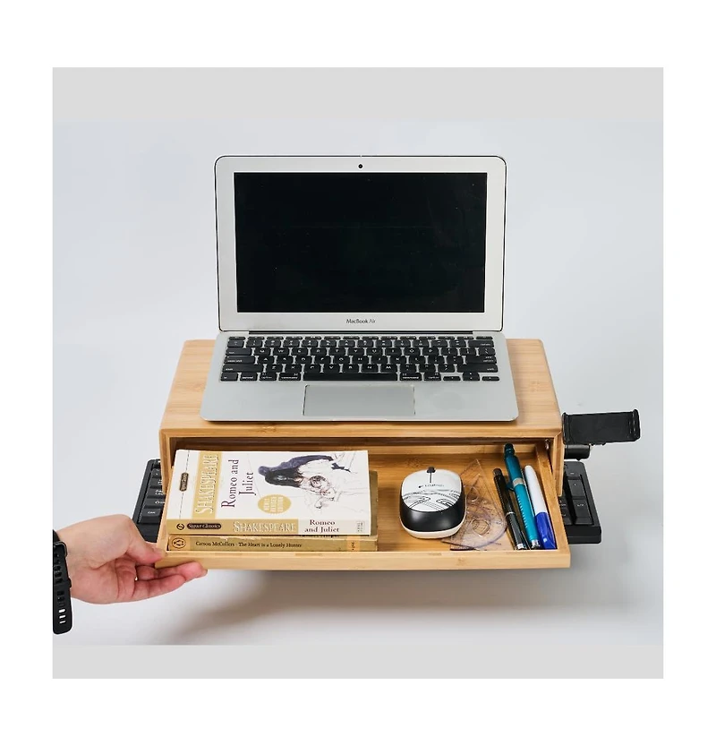 Danrong Monitor Stand Riser with Drawer and Phone Holder Non Slip Desk Organizer