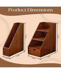 Danrong Rustic Wood Desk Organizer Set 2 Piece Desktop File Holder Storage