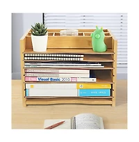 Danrong 5 Tiers Desk File Organizer Adjustable Dividers Mail Sorter