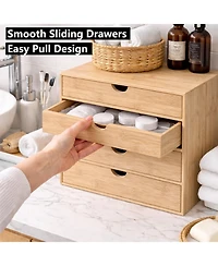 Danrong Wooden Desk Organizer With Drawers Fully Assembled For Office Home Storage