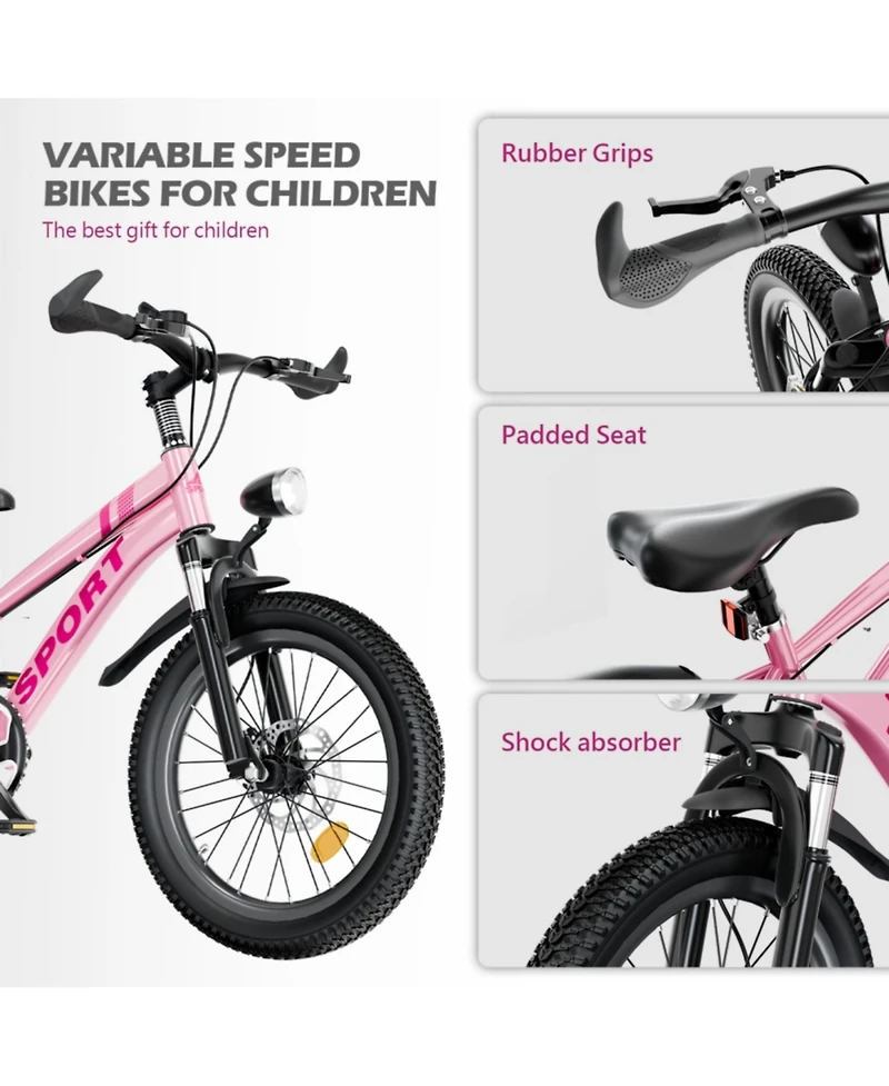 ECHTPeak 24 Inch 7-Speed Gears Dual Disc Brakes Mountain Bike, Ages 7-12