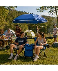 ECHTPeak Portable Double Folding Beach Chair Set with Umbrella, 2-Person Outdoor Camping Chair with Cup Holders, Foldable Patio Chair