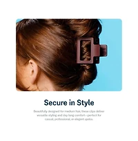Gimme Beauty Square Extra Grip Claw Clip Double Teeth Accessory Set Perfect for Medium Hair 2 Pack