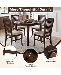 Gymax Dining Chairs Set of 2 With Faux Leather Upholstered Seat Rubber Wood Frame