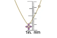 Lily Nily Girls Enamel Flower and Cubic Zirconia Bezel Station Necklace in 14k