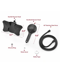 Cyqbd 1.8 Gpm Shower Head Handheld 2 1 Rainfall 9 Modes