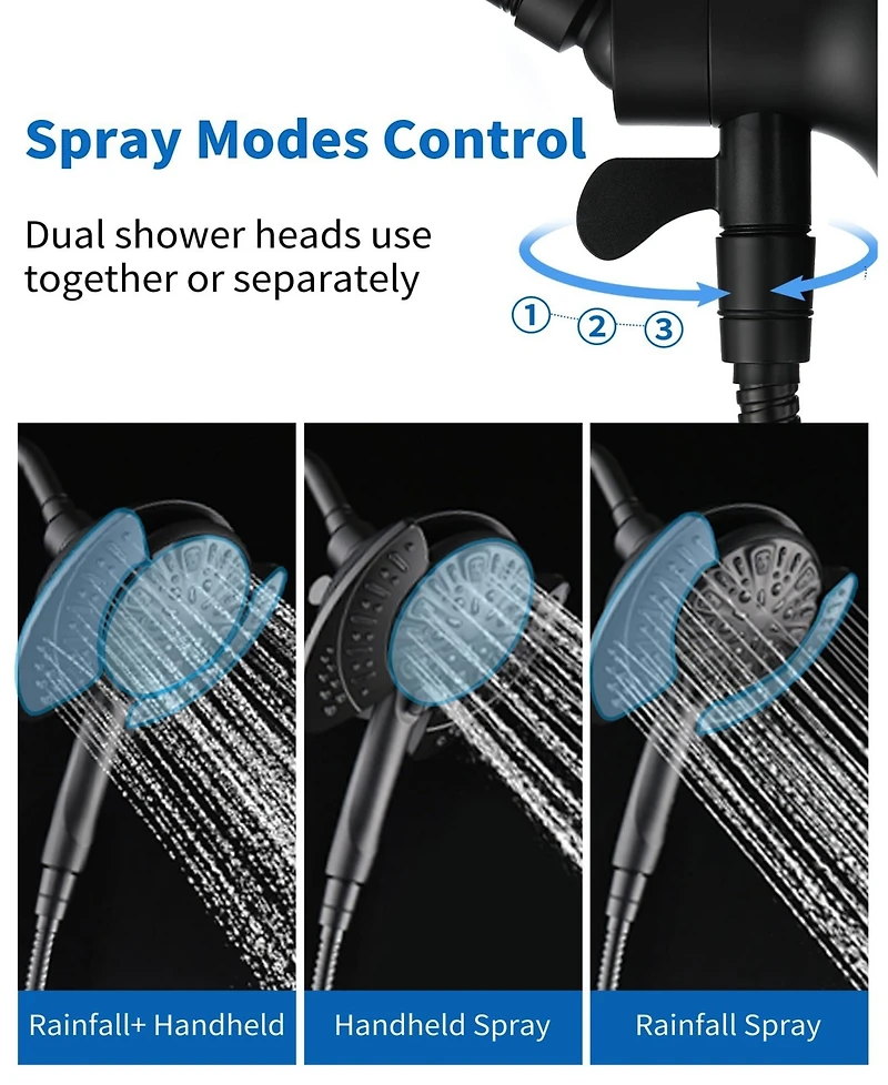 Cyqbd 2.5 Gpm Shower Head Handheld Rain 2-in-1 Hose Trim