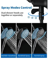 Cyqbd 2.5 Gpm Shower Head Handheld Rain 2-in-1 Hose Trim