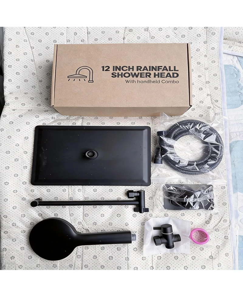 Cyqbd 12" Shower Head Rain Handheld Spray Extension Arm Flow Regulator System