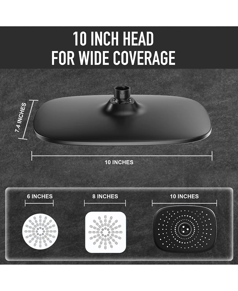 Cyqbd 10" Rain Shower Head With Handheld 5 Spray Modes Dual Heads