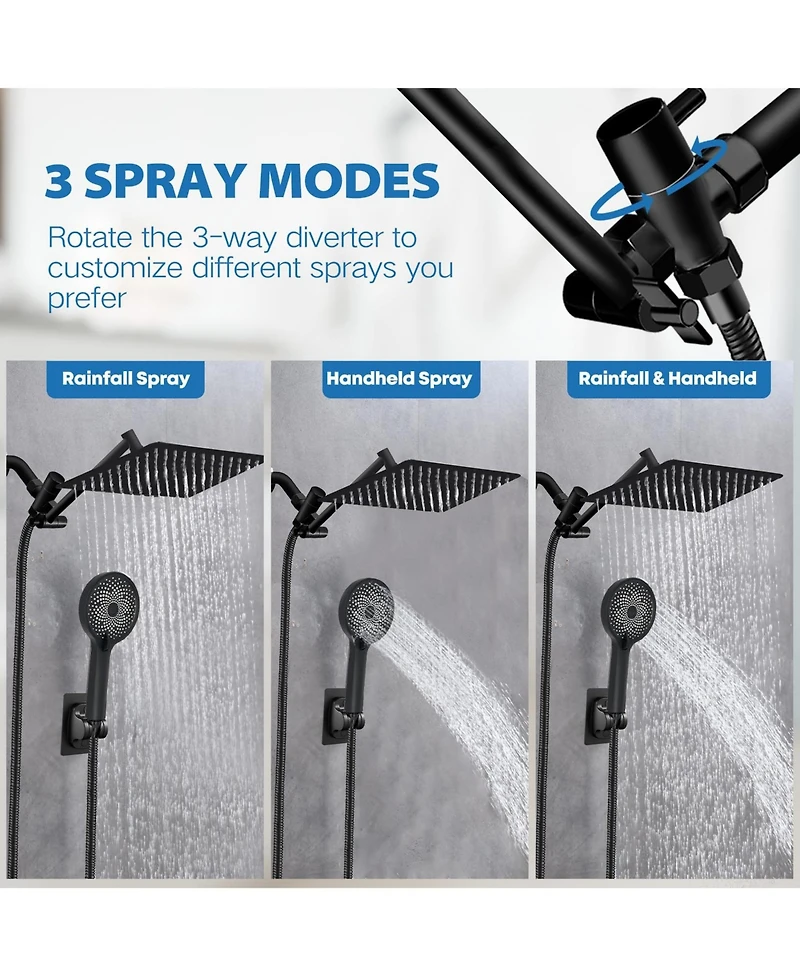 Cyqbd 12" Shower Head Rain Handheld Spray Adjustable Arm Hose
