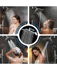 Cyqbd 8'' High Rain Shower Head Multi-function Square Rainfall Handheld Spray Hose