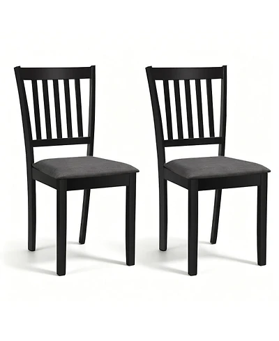 Sugift Set of 2 Upholstered Kitchen Dining Chairs with Slatted Backrest