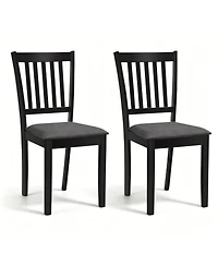 Sugift Set of 2 Upholstered Kitchen Dining Chairs with Slatted Backrest