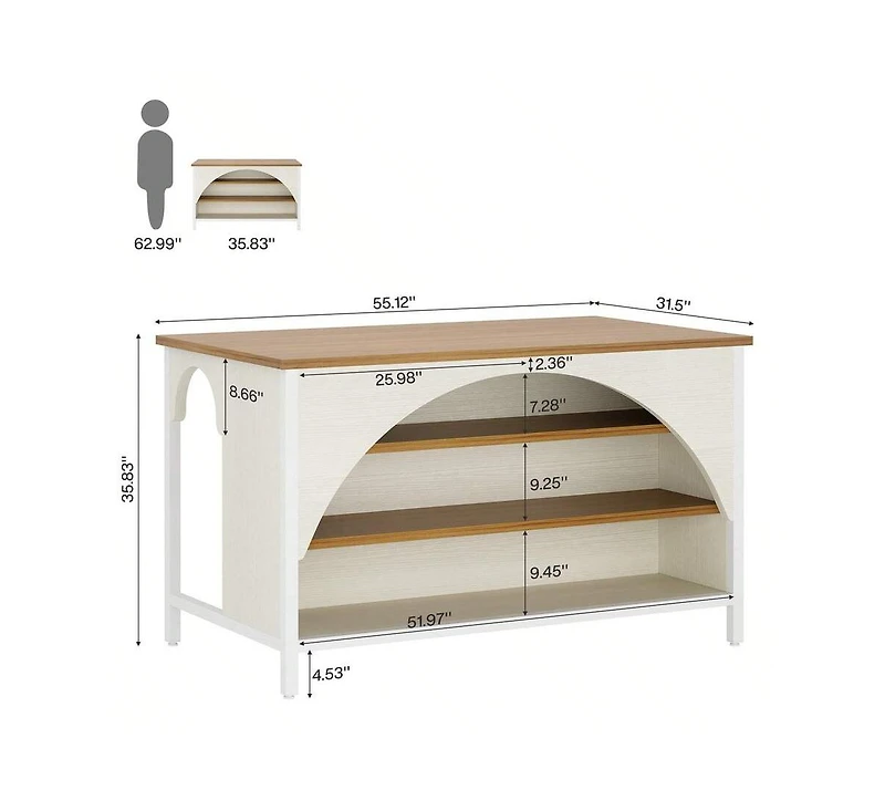 Tribesigns 55" Kitchen Island with Seating and Storage
