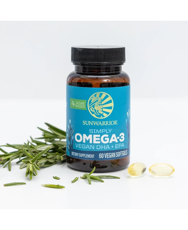 Sunwarrior Omega-3 Algae Oil Softgels, 550 Milligram Omega-3s with Dha and Epa, 60 Softgels