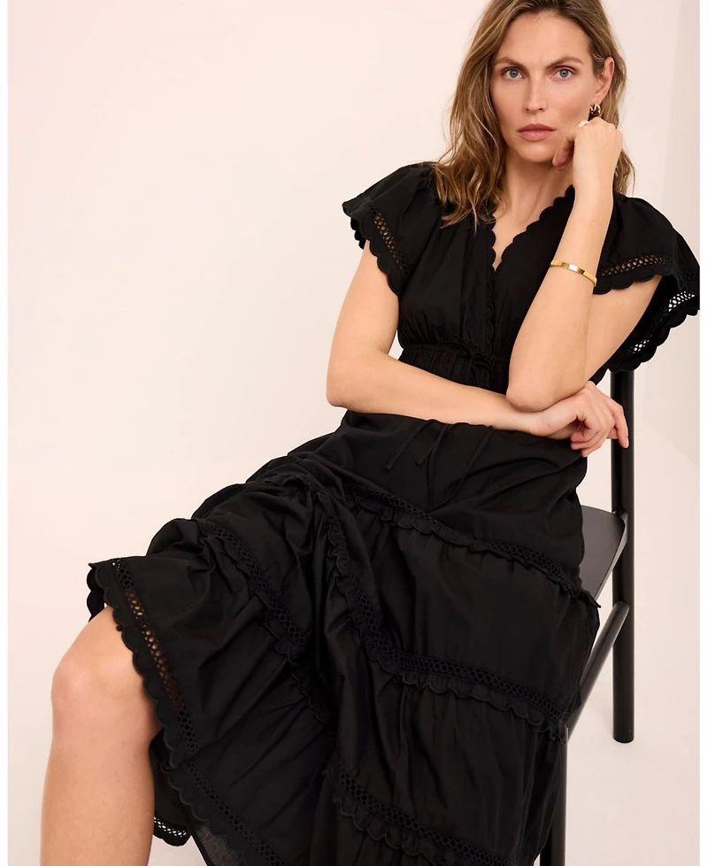 Mint Velvet Women's Cotton Ruffle Maxi Dress