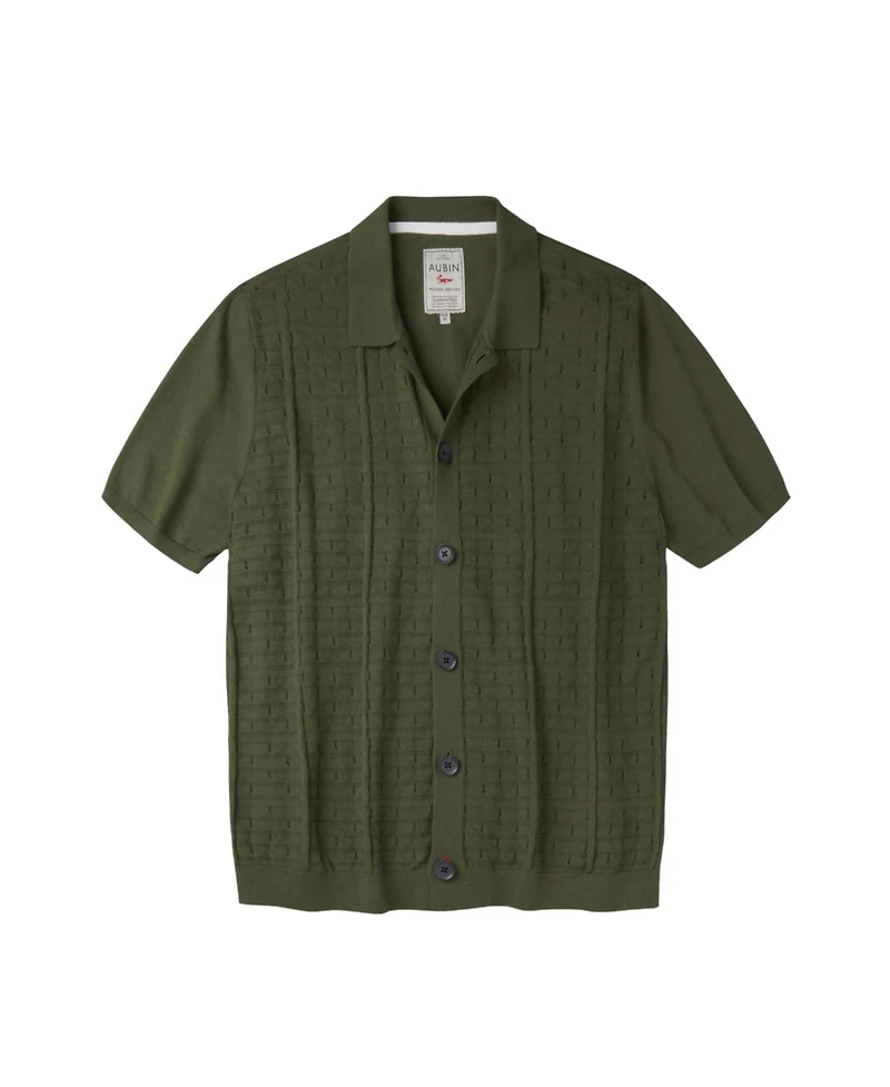 Aubin Men's Manor Textured Button Through Polo