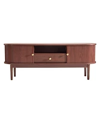 Slickblue Entertainment Center for TVs up to 58 Inch with Storage Drawer, Open Shelves and Rolling Door