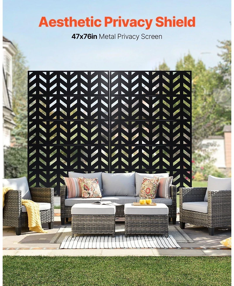Slickblue 5 Panel Freestanding Privacy Screen for Patio and Outdoor Spaces