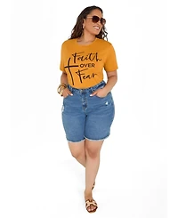 Ashley Stewart Plus Faith Over Fear Graphic Crewneck Tee