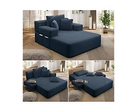 Rainsken Convertible Corduroy Sleeper Sofa with Removable Washable Cover,Side Storage High-Density Sponge,Side for Apartment Home,Small Spaces